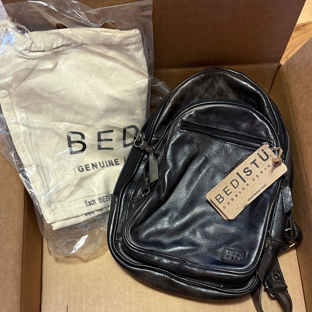 Bed Stu Dominique Black Leather Backpack